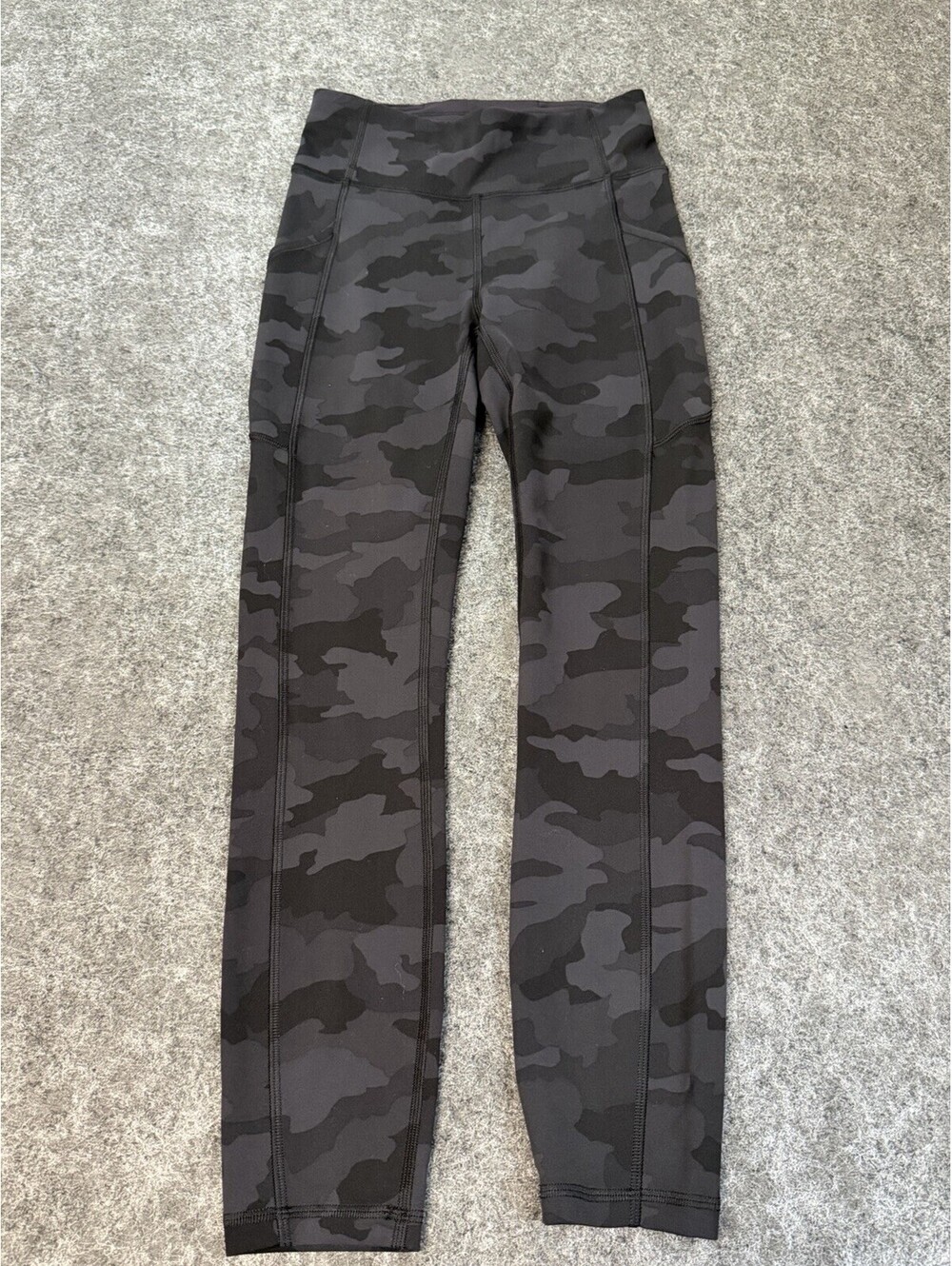 Lululemon Wunder Train Leggings Women's 4 Black Camo High Rise Pocket Yoga